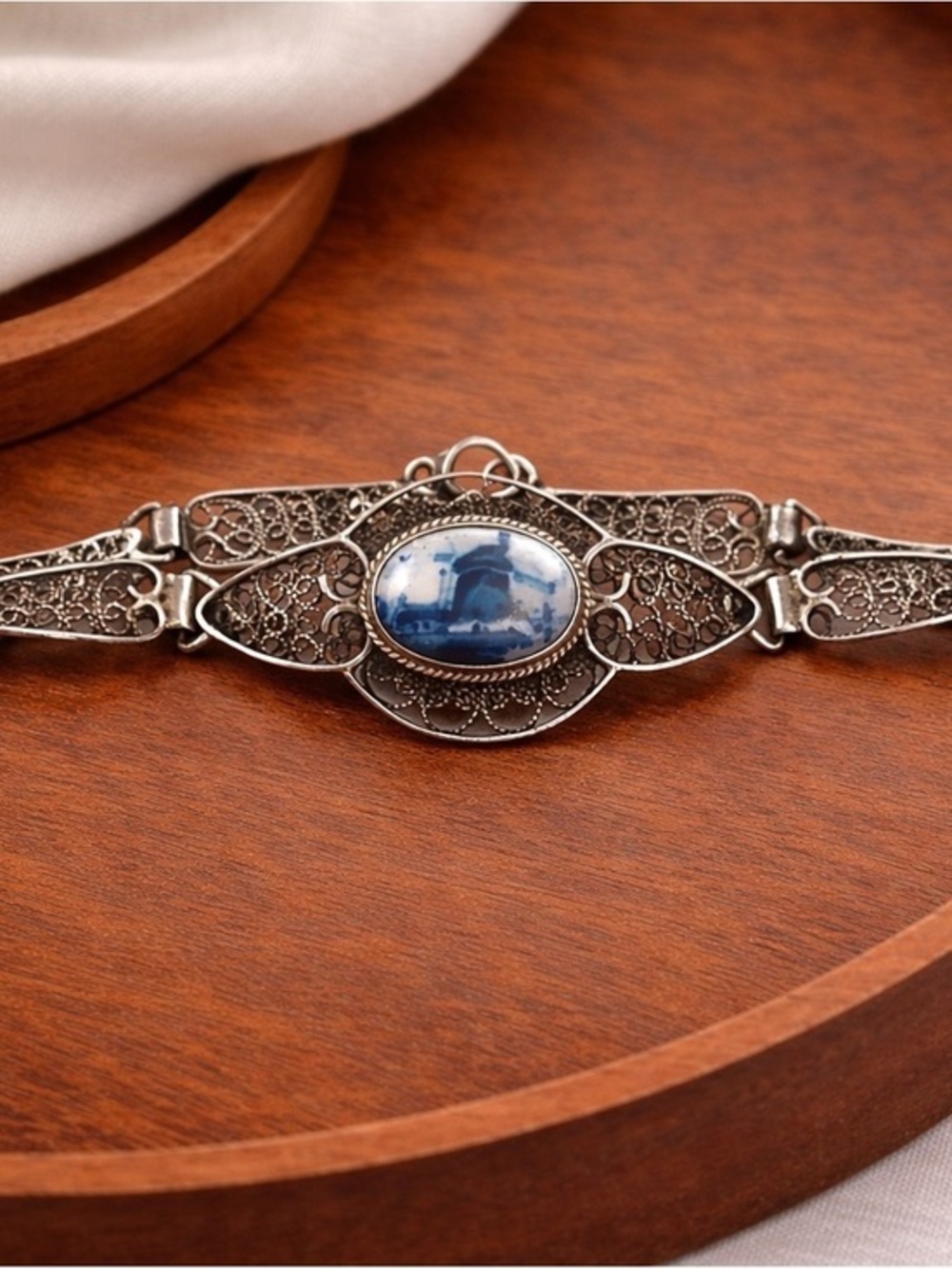 VINTAGE Sterling Silver Delft Bracelet